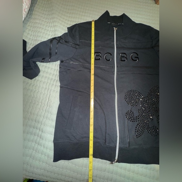 BCBG Maxazria Black womens Jacket with jeweled pattern. Size XL VGUC - Picture 10 of 13